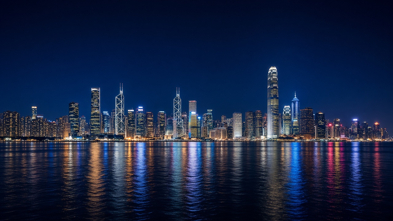 Hong Kong harbour at night